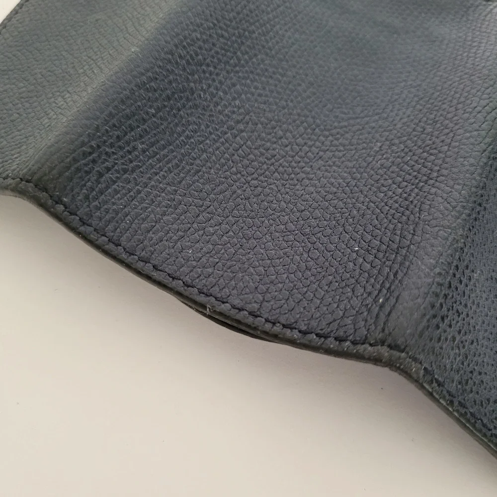 Valextra Navy Blue Pebble Grain Leather 6-Hook Key Case Holder Made in Italy